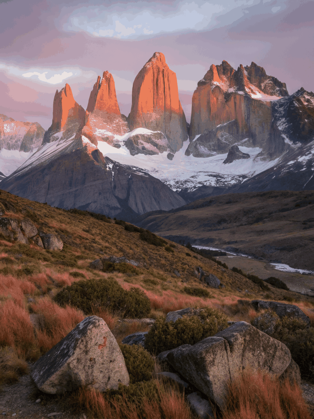 Patagonia granite spires at sunrise
